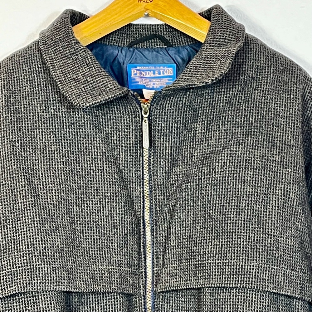 Pristine Pendleton Bomber Jacket Houndstooth Wool… - image 3